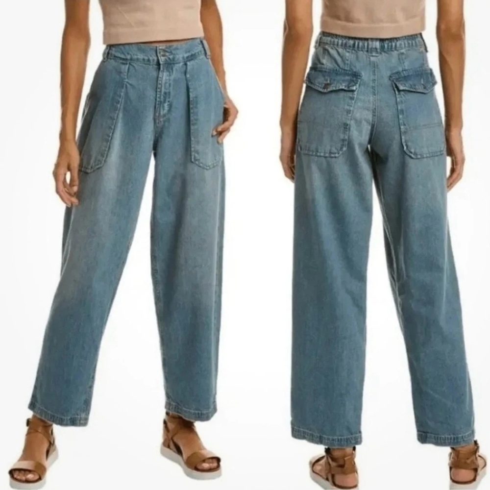 We the Free Maeve Low Slung Oversized Denim Wide Leg Jeans in Stardust Size M